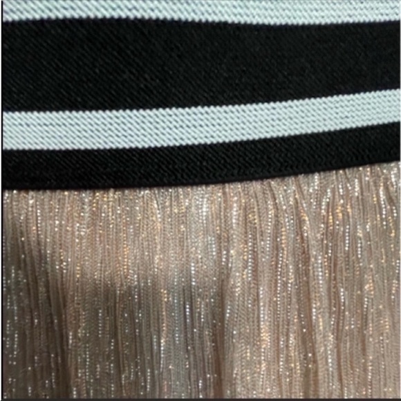 NWOT love and peace pink metallic midi black and white elastic waist skirt. XS - Picture 3 of 3